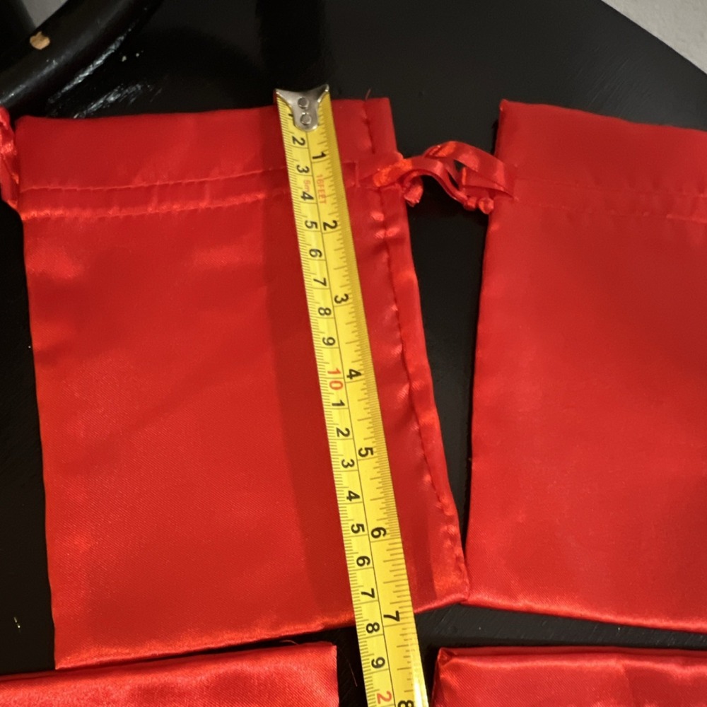 Red Satin Drawstring Jewelry Pouches Set of 4, 6x8 Inch